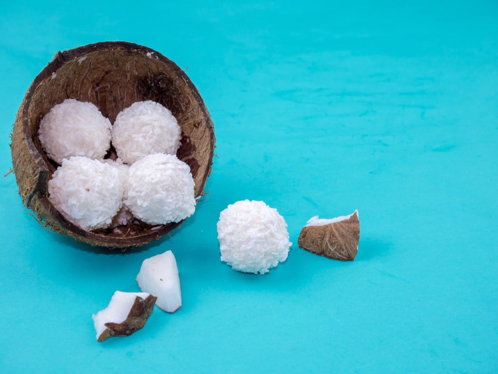 image of coconut with big flakes like dandruff - featured on Big Dandruff Flakes published on healthy n better living